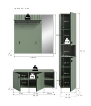 Garderoben-Set >Station< in Smoke Green - 161x192x37cm (BxHxT)