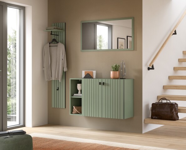 Garderoben-Set >Station< in Smoke Green - 152x192x37cm (BxHxT)
