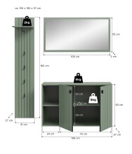 Garderoben-Set >Station< in Smoke Green - 152x192x37cm (BxHxT)