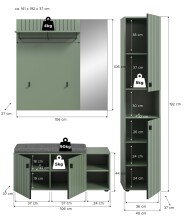 Garderoben-Set >Station< in Smoke Green - 161x192x37cm (BxHxT)
