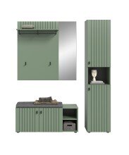 Garderoben-Set >Station< in Smoke Green - 161x192x37cm (BxHxT)