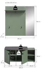 Garderoben-Set >Station< in Smoke Green - 106x192x37cm (BxHxT)