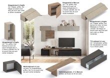 Wohnwand >Ilary< in Argilla / Lava / Mercure Holzstruktur Nachbildung