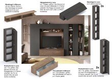 Wohnwand >Ilary< in Lava / Mercure Nachbildung Holzstruktur - 305x186x40 (BxHxT)