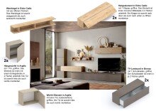 Wohnwand >Ilary< in Argilla / Bronzo / Eiche Cadiz Nachbildung, Holzwerkstoff