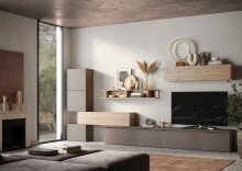Wohnwand >Ilary< in Argilla / Bronzo / Eiche Cadiz...