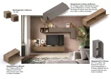 Wohnwand >Ilary< in Bronzo / Mercure Holzstruktur...