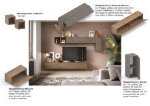 Wohnwand >Ilary< in Bronzo / Mercure Holzstruktur...