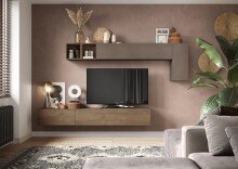 Wohnwand >Ilary< in Bronzo / Mercure Holzstruktur...