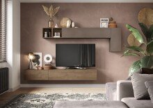 Wohnwand >Ilary< in Bronzo / Mercure Holzstruktur...