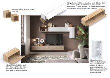 Wohnwand >Ilary< in Weiss Hochglanz Lack / Eiche Cadiz Nachbildung