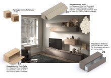 Wohnwand >Ilary< in Argilla / Bronzo / Eiche Cadiz Nachbildung, Holzwerkstoff