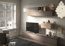 Wohnwand >Ilary< in Argilla / Bronzo / Eiche Cadiz...