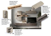 Wohnwand >Ilary< in Argilla / Bronzo / Eiche Cadiz Nachbildung, Holzwerkstoff