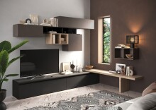Wohnwand >Ilary< in Bronzo / Eiche Cadiz...