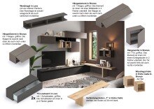 Wohnwand >Ilary< in Bronzo / Eiche Cadiz Nachbildung / Lava
, Holzwerkstoff