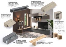 Wohnwand >Ilary< in Argilla / Eiche Cadiz Nachbildung / Piombo
, Holzwerkstoff