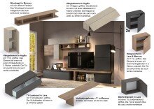 Wohnwand >Ilary< in Argilla / Lava / Mercure Holzstruktur Nachbildung
