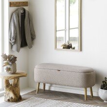 Truhenbank >Harlow< in Beige, Polyester - 95x45x37cm (BxHxT)