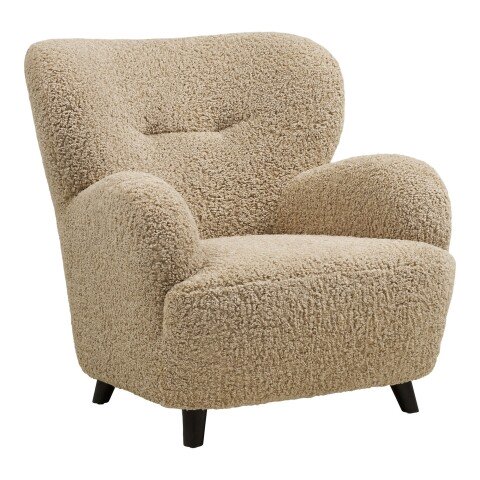 Ohrensessel >Lunaro< in Hellbraun, Polyester - 86x87x84cm (BxHxT)
