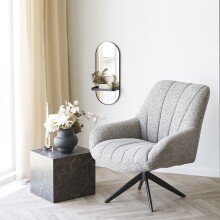 Spiegel >Olbia< in Schwarz, Stahl, Spiegel - 25x60x12cm (BxHxT)