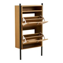Schuhkipper >Barco< in Eiche natur, Stahl, Melaminfolie - 62x118x26cm (BxHxT)