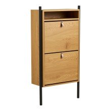 Schuhkipper >Barco< in Eiche natur, Stahl, Melaminfolie - 62x118x26cm (BxHxT)