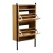 Schuhkipper >Barco< in Eiche natur, Stahl, Melaminfolie - 62x118x26cm (BxHxT)