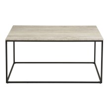 Couchtisch >Vita< in Schwarz / Travertin Dekor - 90x45x60 (BxHxT)