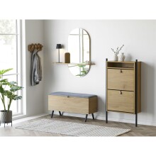Truhenbank >Barco< in Eiche Natur, Melaminfolie - 92x48x33cm (BxHxT)