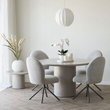 Drehstuhl >Lana< in Sand, Stahl, Stoff, Holzwerkstoff - 50x91,5x63cm (BxHxT)