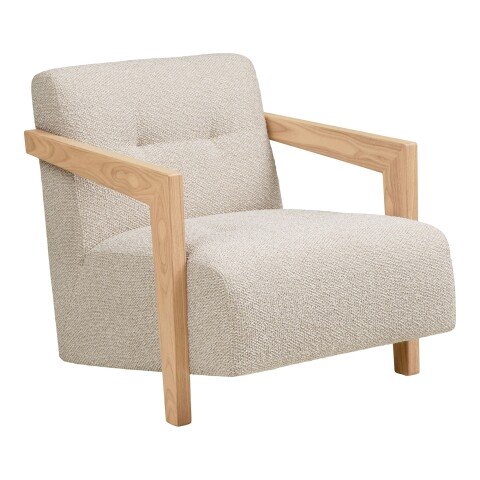 Sessel >Caracas< in Beige, Stoff, Eiche - 88x72x72cm (BxHxT)