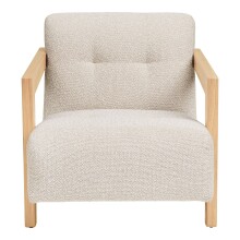 Sessel >Caracas< in Beige, Stoff, Eiche - 88x72x72cm (BxHxT)