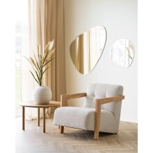 Sessel >Caracas< in Beige, Stoff, Eiche - 88x72x72cm (BxHxT)