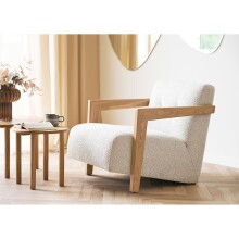 Sessel >Caracas< in Beige, Stoff, Eiche -...