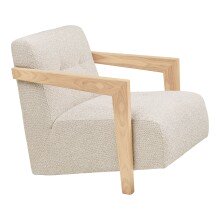 Sessel >Caracas< in Beige, Stoff, Eiche - 88x72x72cm (BxHxT)