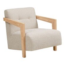 Sessel >Caracas< in Beige, Stoff, Eiche -...
