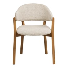 Esszimmerstuhl >Dunkirk< in Natur / Beige, Stoff, Eiche - 59,5x80x59cm (BxHxT)