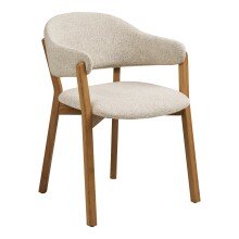Esszimmerstuhl >Dunkirk< in Natur / Beige, Stoff, Eiche - 59,5x80x59cm (BxHxT)