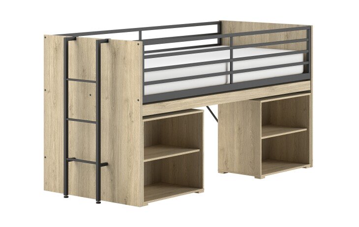 Hochbett >Sam< in Eiche Dekor, Holzwerkstoff - 219x116,6x98cm (BxHxT)