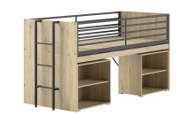 Hochbett >Sam< in Eiche Dekor, Holzwerkstoff - 219x116,6x98cm (BxHxT)