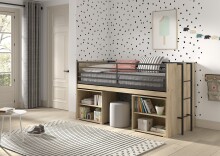 Hochbett >Sam< in Eiche Dekor, Holzwerkstoff - 219x116,6x98cm (BxHxT)