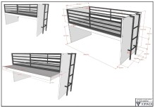 Hochbett >Sam< in Weiß Dekor, Holzwerkstoff - 219x116,6x98cm (BxHxT)
