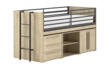 Hochbett >Sam< in Eiche Dekor, Holzwerkstoff -...