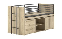 Hochbett >Sam< in Eiche Dekor, Holzwerkstoff - 219x116,6x98cm (BxHxT)