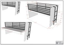 Hochbett >Sam< in Eiche Dekor, Holzwerkstoff - 219x116,6x98cm (BxHxT)