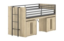 Hochbett >Sam< in Eiche Dekor, Holzwerkstoff -...