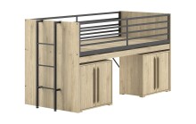 Hochbett >Sam< in Eiche Dekor, Holzwerkstoff - 219x116,6x98cm (BxHxT)