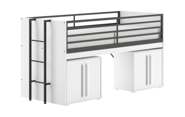 Hochbett >Sam< in Weiß Dekor, Holzwerkstoff - 219x116,6x98cm (BxHxT)