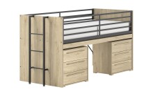 Hochbett >Sam< in Eiche Dekor, Holzwerkstoff -...